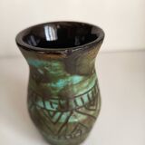 Vase Alain Maunier Vallauris 1950s 60s geometric turquoise decoration