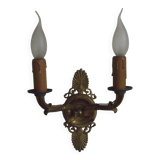 French Antique Bronze Empire Double Wall Sconce with Fan & Swan Detail 5239