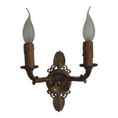 French Antique Bronze Empire Double Wall Sconce With Fan & Swan Detail 5239