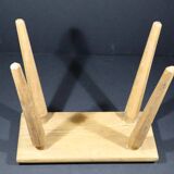 Set of 2 solid wood stools in French brutalist style.