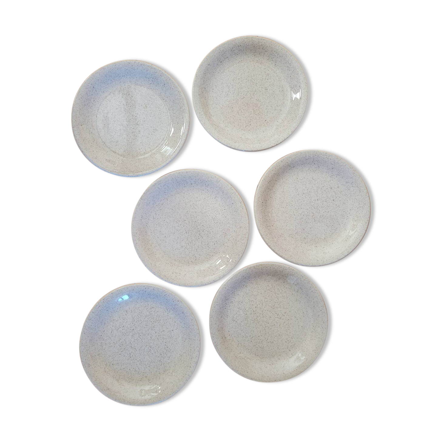 6 assiettes à dessert mouchetées