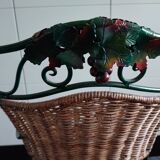 Metal and rattan chair with vine and grape decor