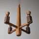 Danish hanging wooden candelabra, Art Deco style, 1970s
