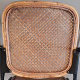 1950s chair in black metal and braided rattan