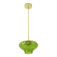 Vintage Pendant Light  Hand Blown Green Glass MCM Bar Hanging Cool Lamps