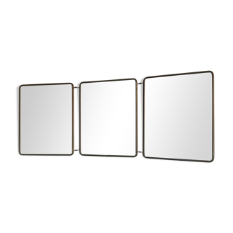 Miroir triptyque barbier ivoire vintage 1960 - 30 x 77 cm