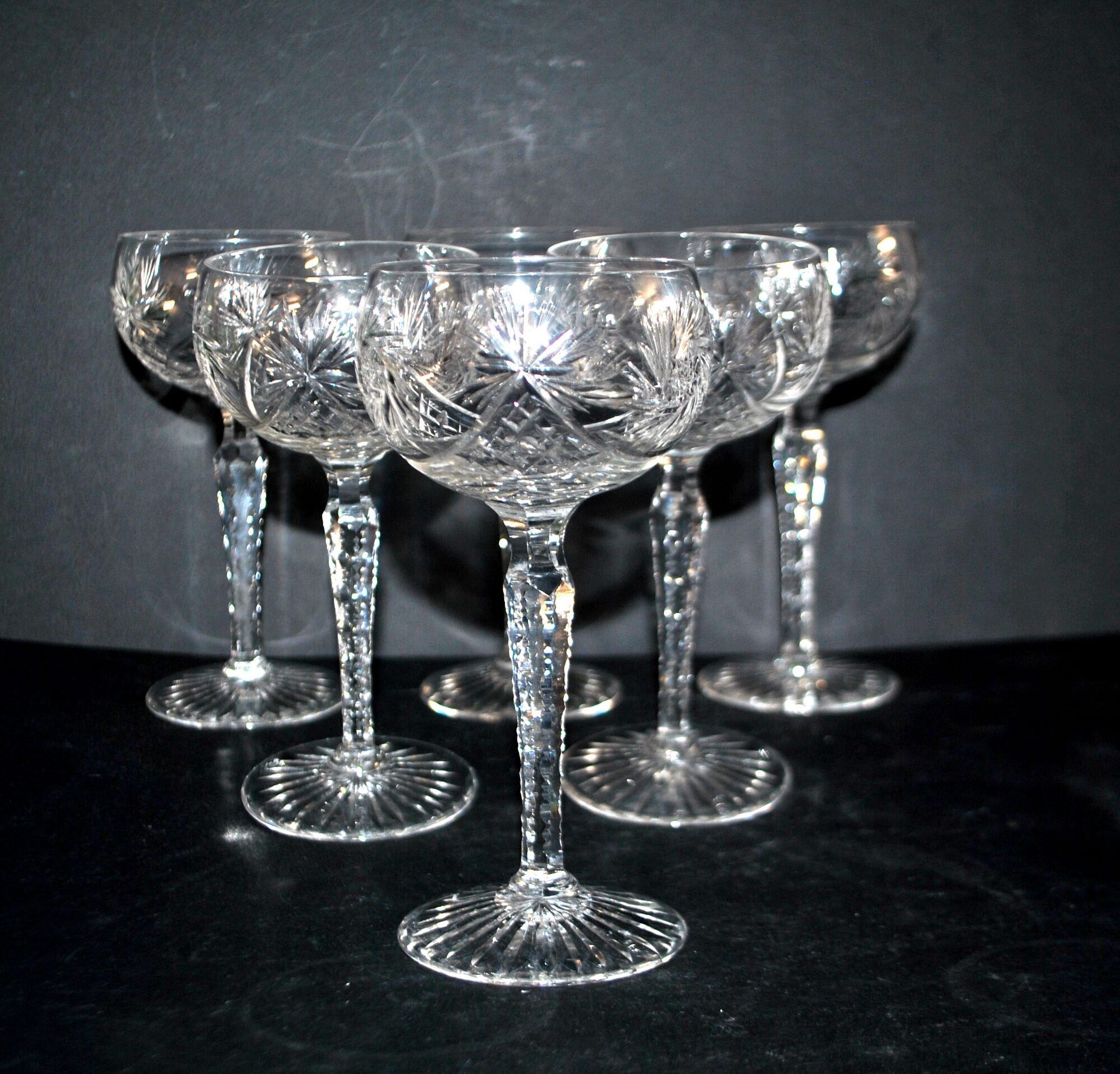 SAINT-LOUIS Balloon Wine Glass ROEMER in cut crystal star 1930 H14.5cm