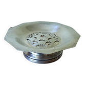 Butter bowl silver metal punched 50