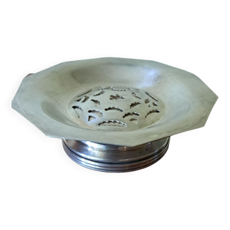 Butter bowl silver metal punched 50