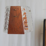 Scandinavian teak and glass pendant light 🌿 Vintage