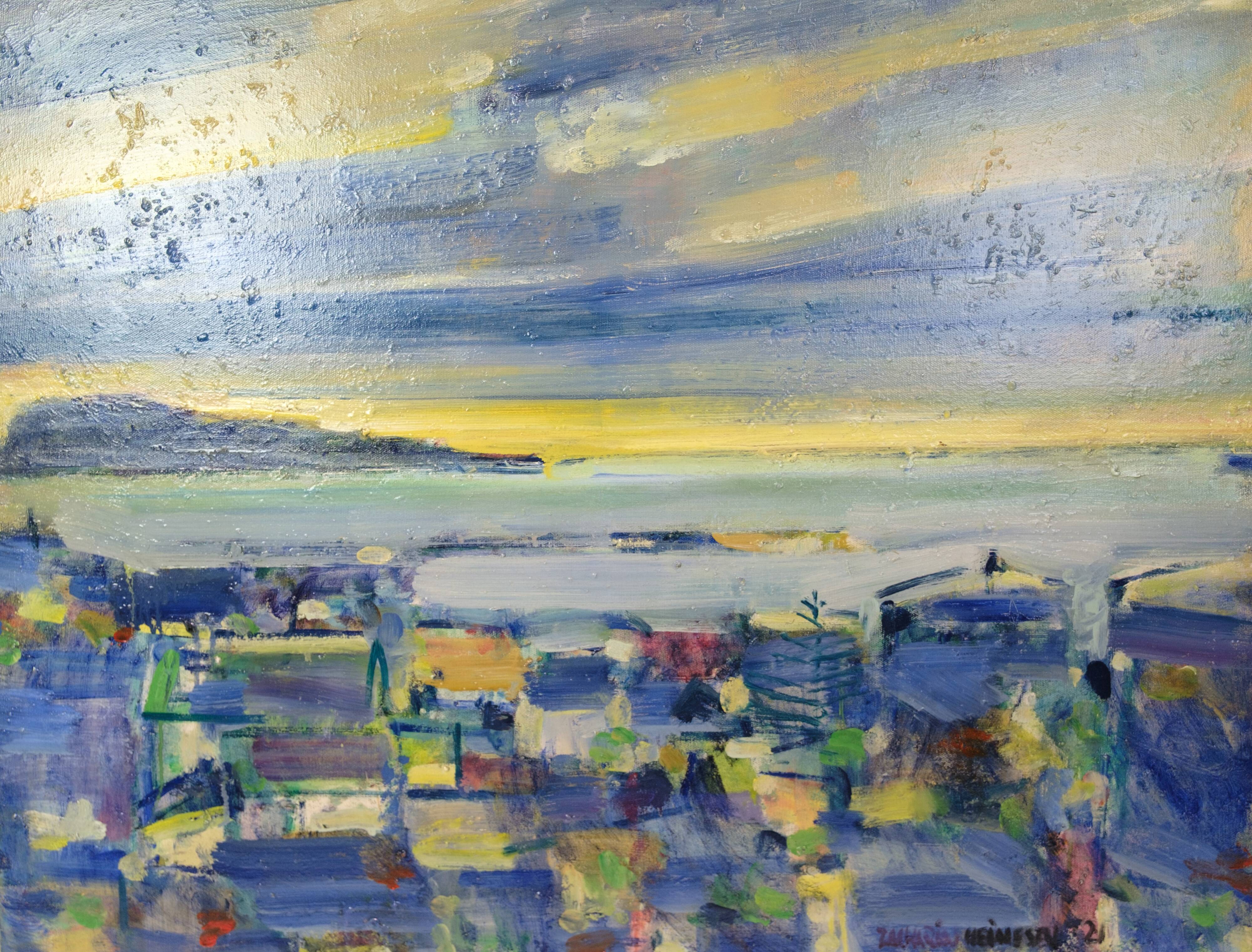 Painting on canvas - Motif Torshavn - Zakarias Heinesen - Signed - 2021