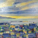 Painting on canvas - Motif Torshavn - Zakarias Heinesen - Signed - 2021