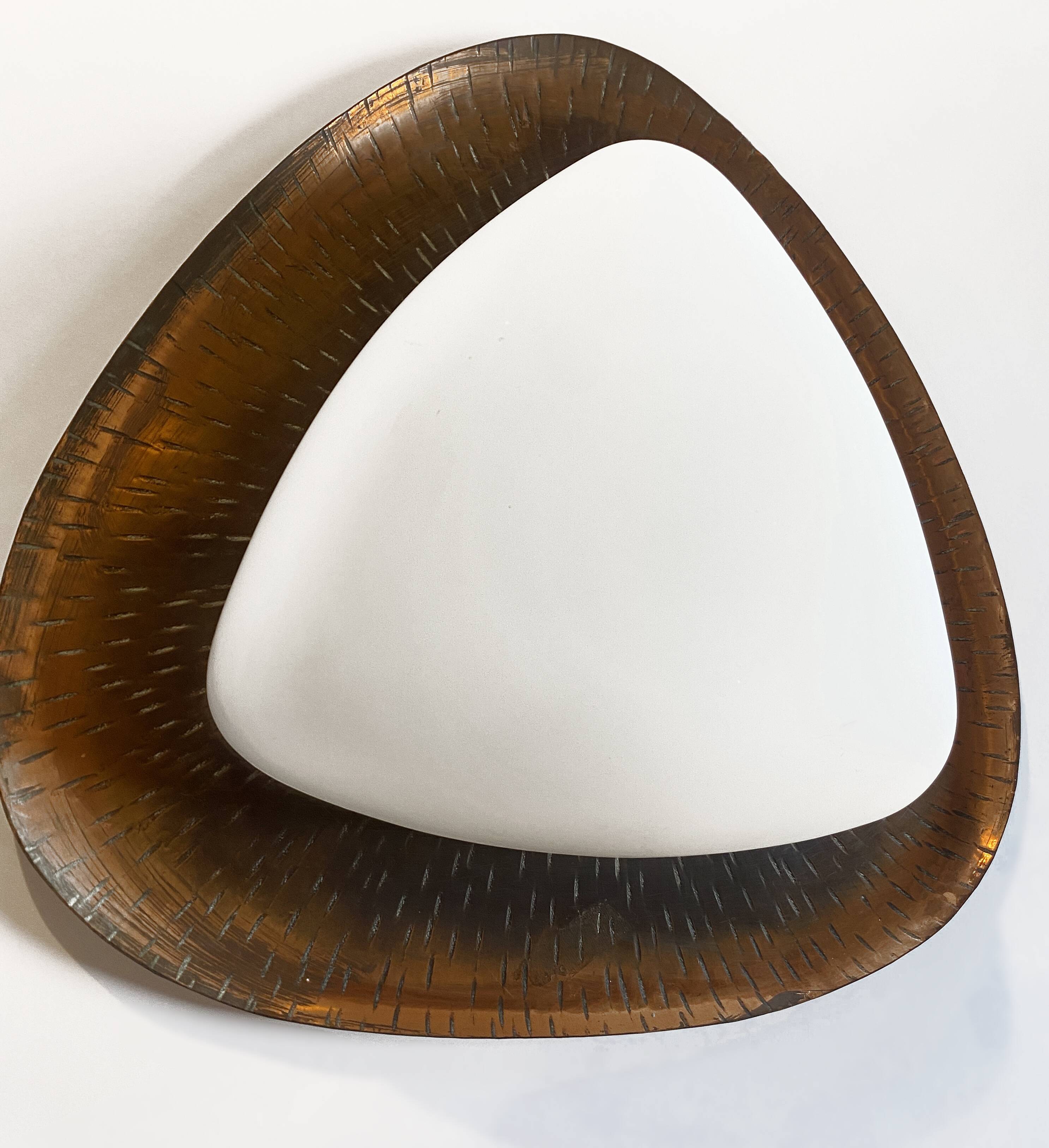 Goffredo Reggiani Triangular Applique RN in copper and opal glass