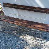 Banc de jardin pliant en fer forgé et bois