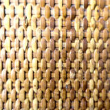 Vintage coffee table wood and blond rattan one drawer ca 1970