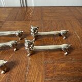 Set of 6 silver-plated cat knife rests