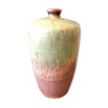 Vase en céramique bi colore vert à violine