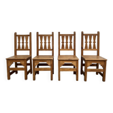 Série de 4 chaises en pin, années 70