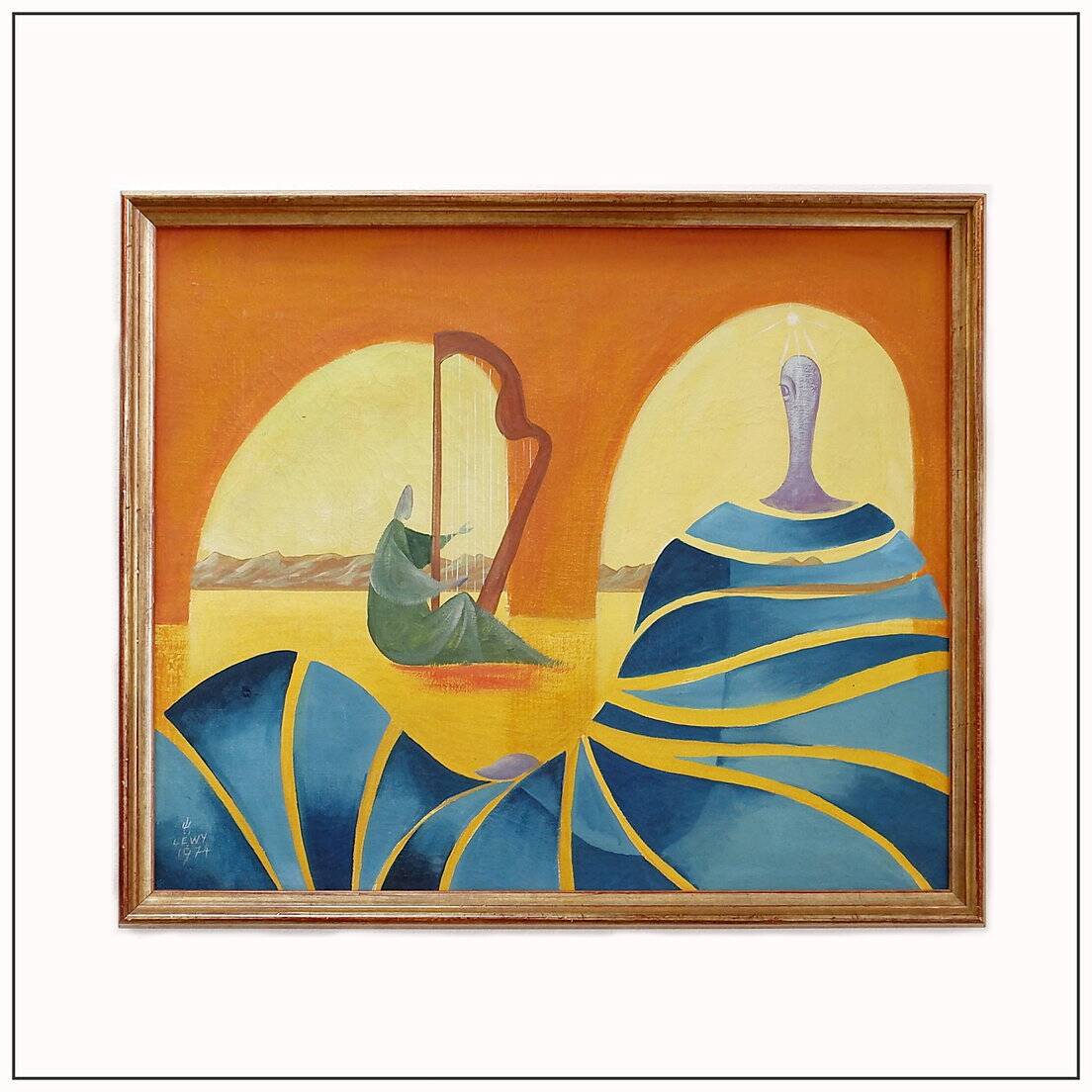 Walter Lewy 1905-1995 Surrealist scene - signed and dated 1974.