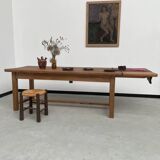 Solid pine table with its extension, 1950s