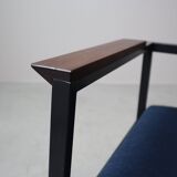 Pair of Postmodern armchairs in steel and mahogany, 1970s