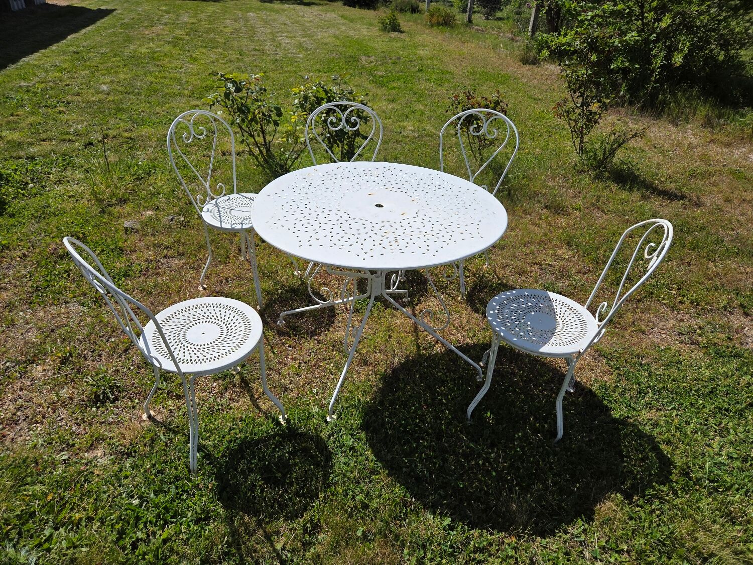 Salon de jardin en fer forgé mid-century