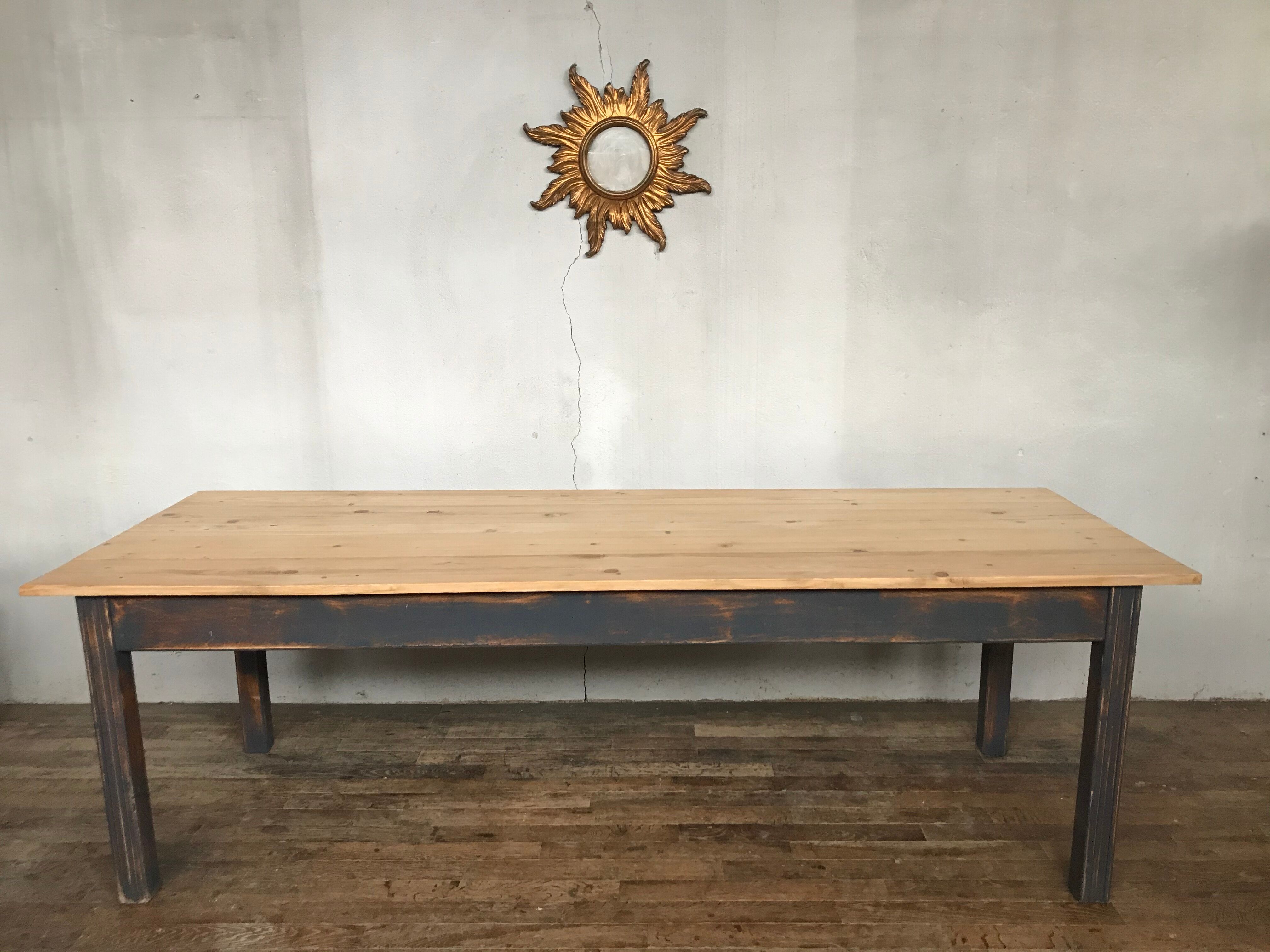 Farm table, early 20th fir bistro countryside