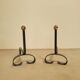 Paire de chenets vintage, boules laiton vers 1970