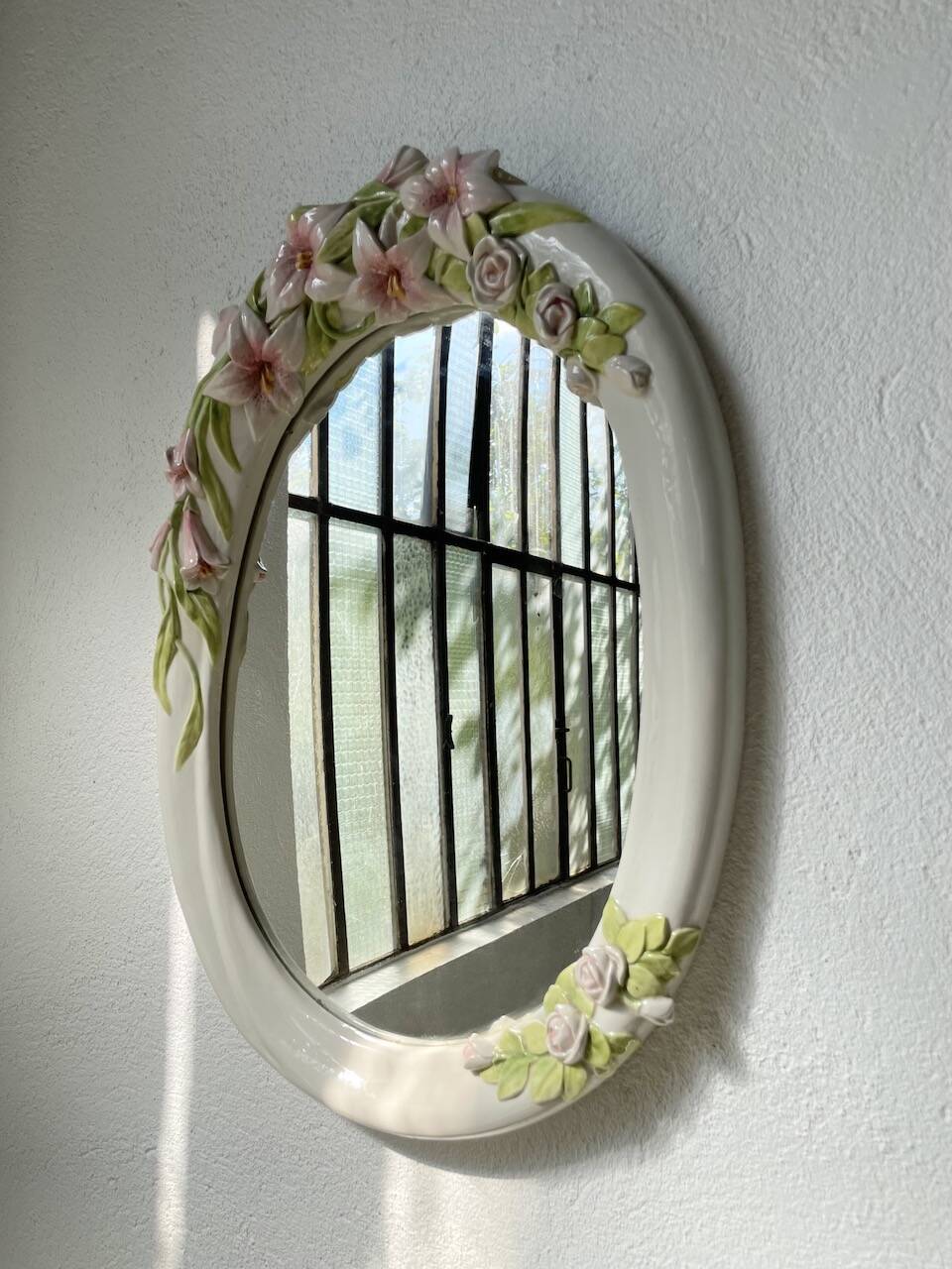 Italian style ceramic flower mirror