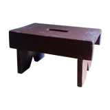 Tabouret de ferme en bois peint patiné