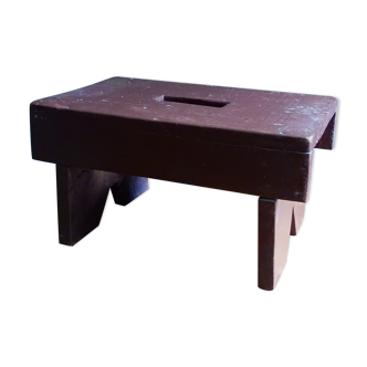 Tabouret de ferme en bois peint patiné