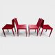 Set of 4 red saddle leather chairs - Matteo Grassi - Circa 1980