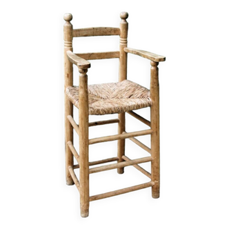 Chaise paillée haute pour enfant