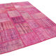 Handwoven anatolian contemporary 176 cm x 242 cm pink patchwork carpet