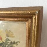 Antique framed watercolor bouquet of flowers