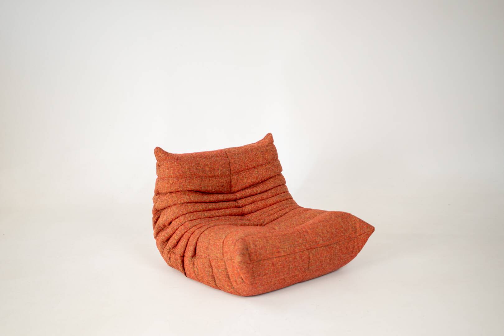 Togo set of armchair and pouf in crimson tweed