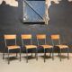 Set of Mulca school chairs patinated graphite.