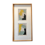 Abstract paintings under glass