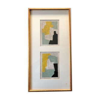 Abstract paintings under glass