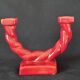 Ceramic chandelier, signed LONGCHAMP, twisted old red