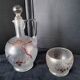Antique frosted glass nightstand Hand-painted decor
