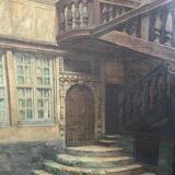 Tableau ancien maison à Rouen XIXe