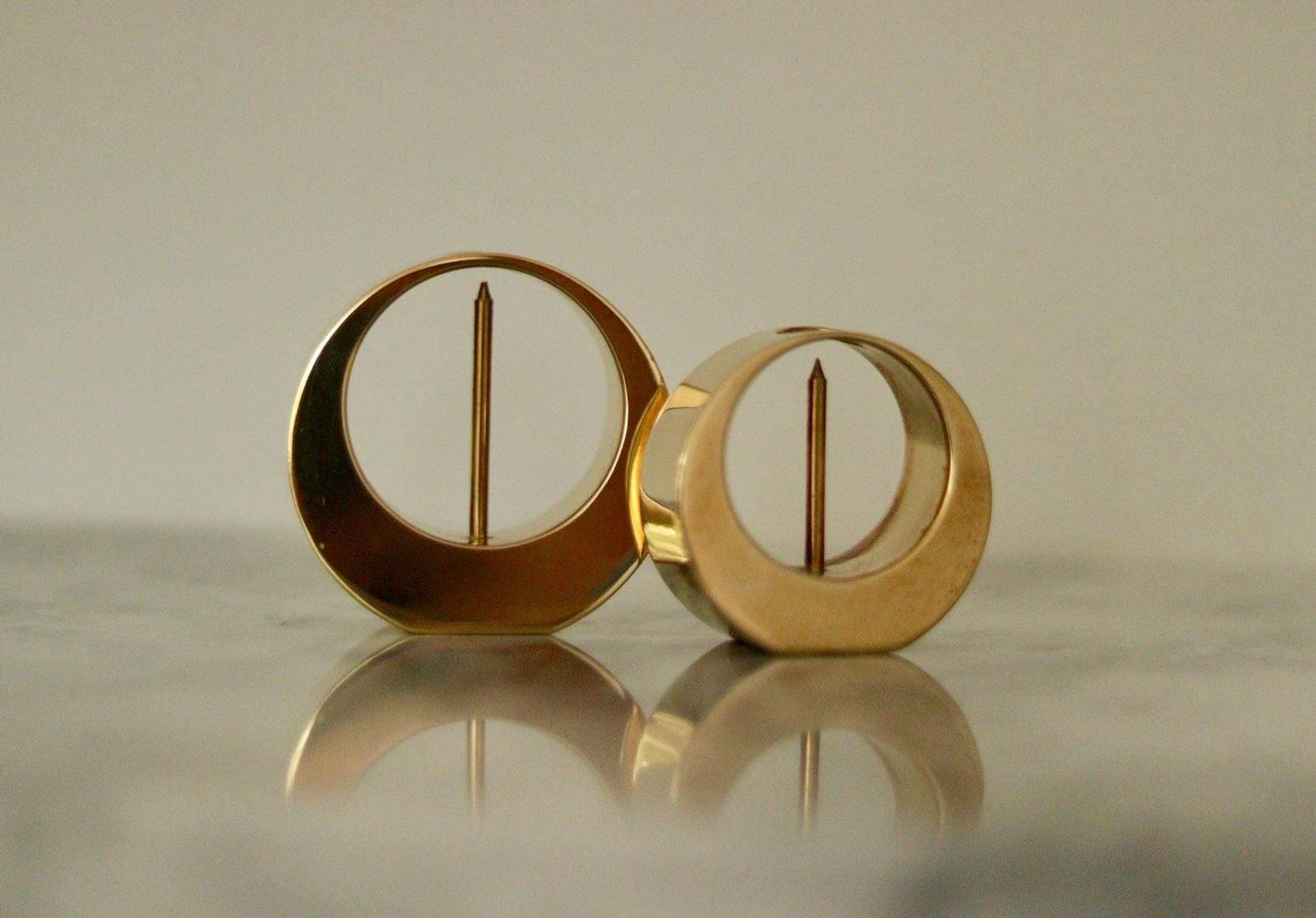 Pair of mid-century Swedish brass candle holders by Arthur Pe, Kolbäck