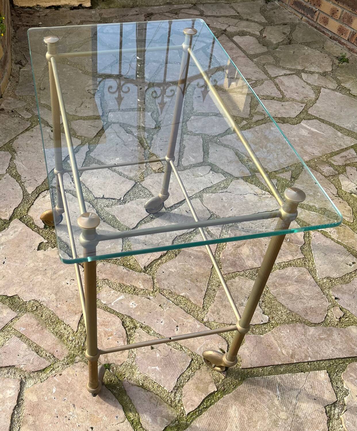 Vintage dessert table in glass and gold metal