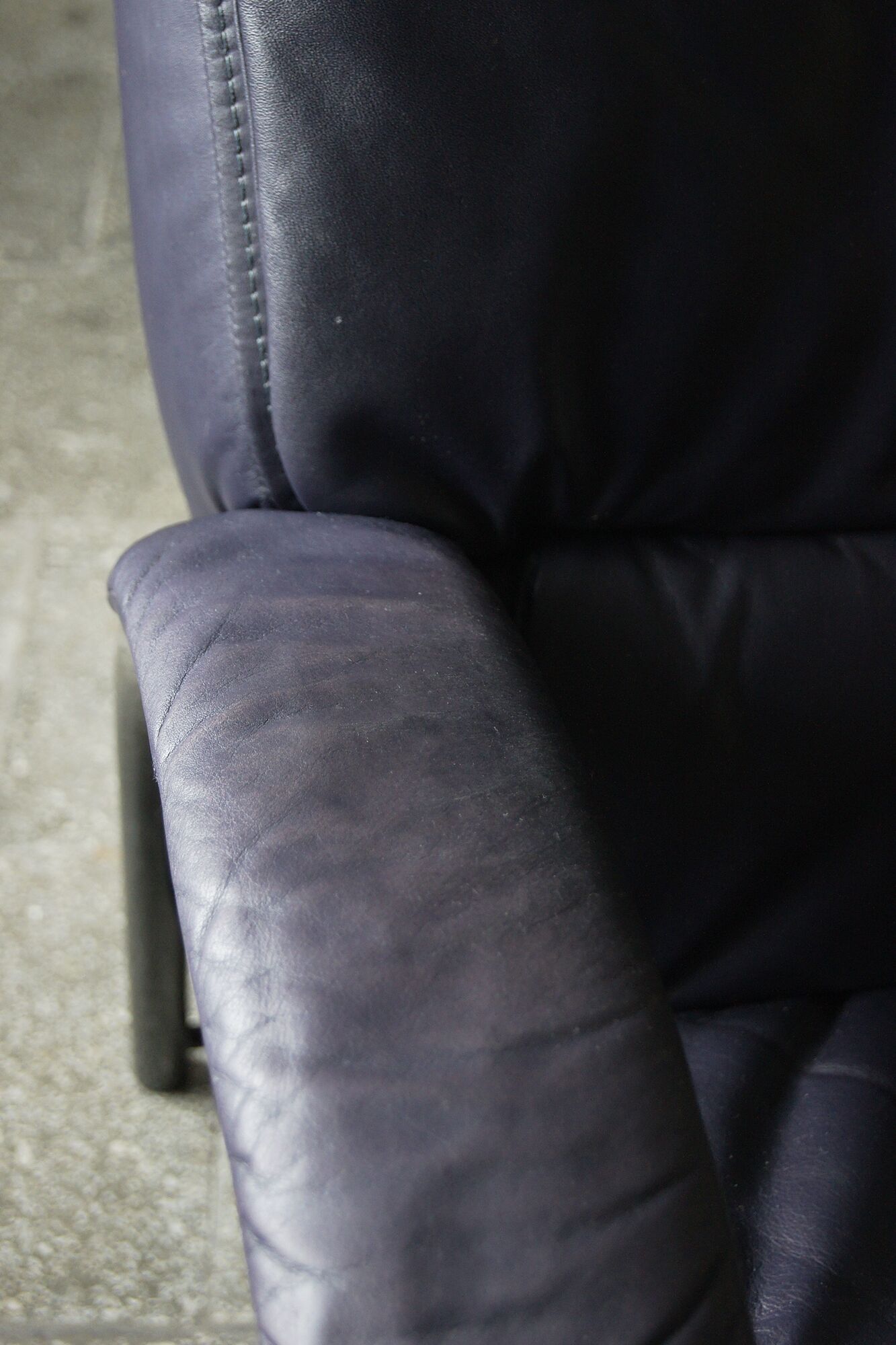Vintage postmodern leather Italian Memphis lounge armchair