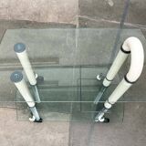 Postmodern Italian bar cart in glass and metal by Metalnova, 1980s.