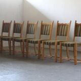 Vintage 1960s, brutalist Danish modern oak dining chairs by Henning Kjærnulf