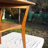 Coffee table rectangular double wooden tray