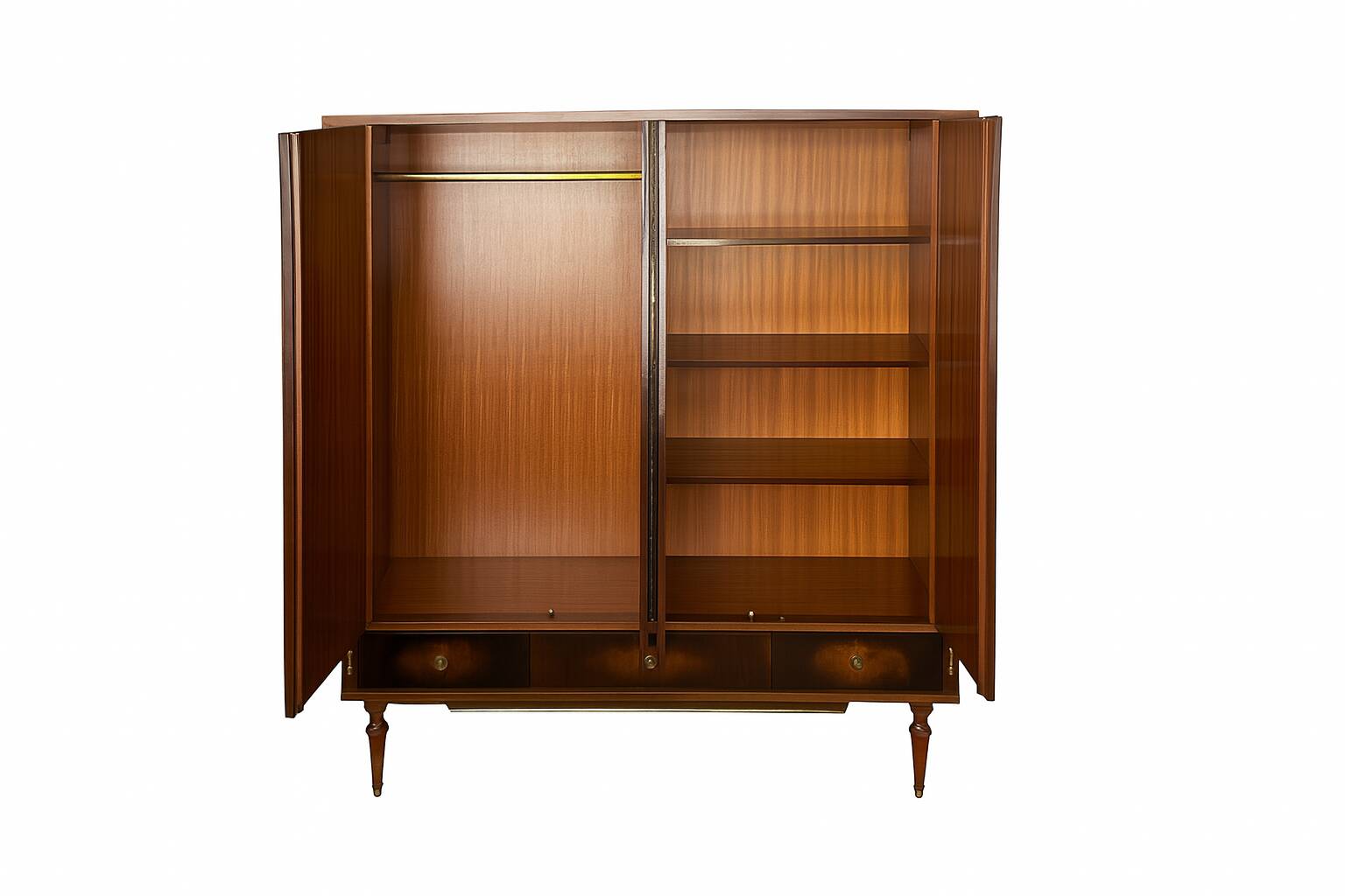 Wooden wardrobe with mirror — mid-century style