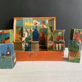 Antique wooden cube puzzle - Illustrations of Perrault's tales - 1920